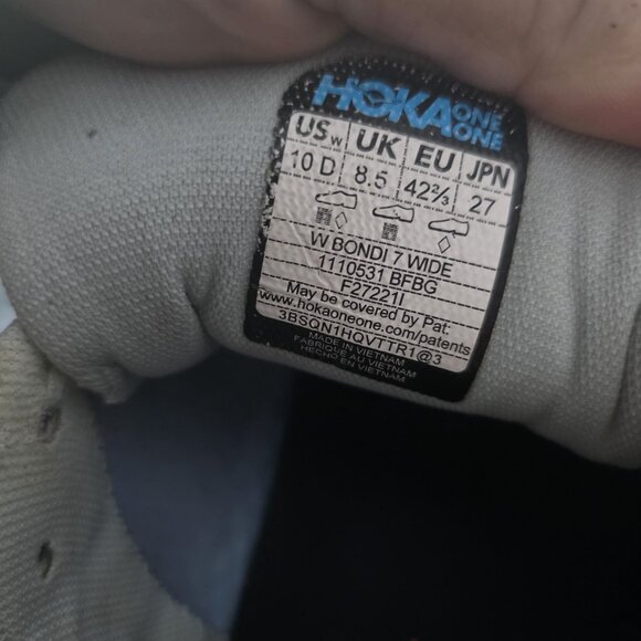 Womens Size 10 D - HOKA ONE ONE Bondi 7 WIDE Running Athletic Shoes 1110531 BFBG - Picture 11 of 11